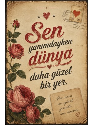 Lucena Retro Romantik Duvar Tablosu Metal Baskı Sevgililer Günü Dekoratif Poster 15X20 cm