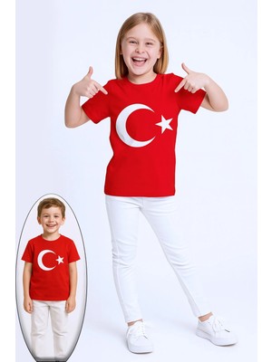Çocuk Atatürk Ayyıldız Baskılı Tshirt Kısa Kollu A62