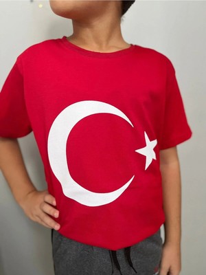 Gökmete Türk Bayraklı Tişört Çocuk Tişört Bayrağımız