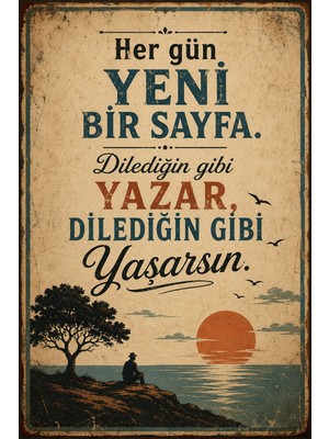Lucena Retro Edebi Sözlü Metal Duvar Tablosu Vintage Dekoratif Yazılı Pano 29 15X20 cm