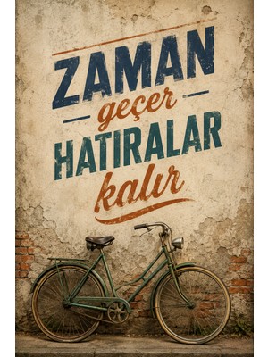 Lucena Vintage Duvar Yazısı Metal Tablo Zaman Geçer Hatıralar Kalır Retro Dekor 15X20 cm