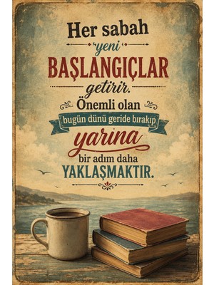 Lucena Retro Motivasyon Sözlü Metal Duvar Tablosu Dekoratif Edebi Yazılı Vintage Tasarım 6 15X20 cm