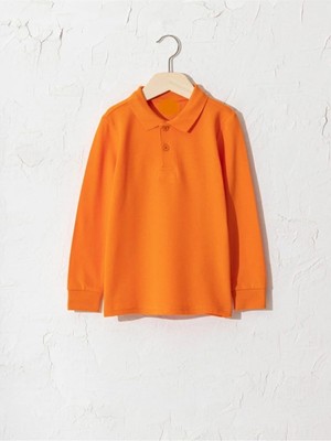 NZY Tekstil Turuncu Polo Yaka Uzun Kol Çocuk Okul Tişört