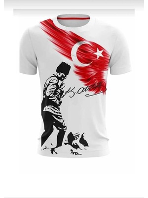 Fires Giyim Unisex 29 Ekim 23 Nisan 10 Kasım  Kısa Kollu Penye Atatürk Tişört.