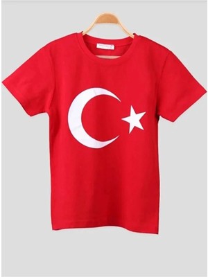Kids Ayyıldız Baskılı Kısa Kol Çocuk T-Shirt 23 Nisan 19 Mayıs 29 Ekim 10 Kasım