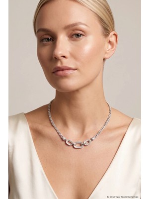 So CHIC Beatrice 18 Ayar Beyaz Altın Kaplama 42 Cm Gümüş Zincir Kolye