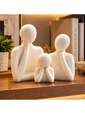 Soyut Aile Heykeli Seti – El Yapımı Modern Biblo | 2, 3, 4 Çocuklu Aile Figürleri | Minimalist Dekoratif Aksesuar