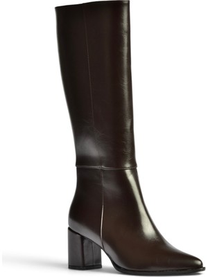 Fox Shoes Z480173260 Kahverengi Rustik Kalın Topuklu Kadın Çizme