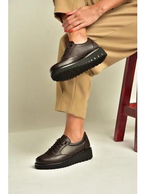 Fox Shoes Z555250803 Kahverengi Hakiki Deri Günlük Kadın Ayakkabı