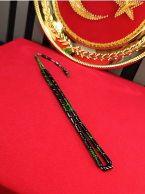 Anemore Collection Ithal Toz Kehribar Tesbih Kesme Kesim Yeşil Hareli
