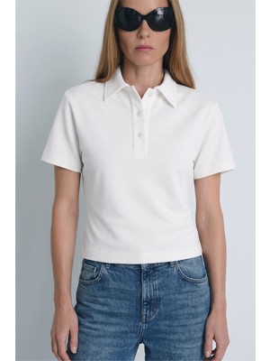 Suud Collection Ekru Jane Polo Yaka Tişört