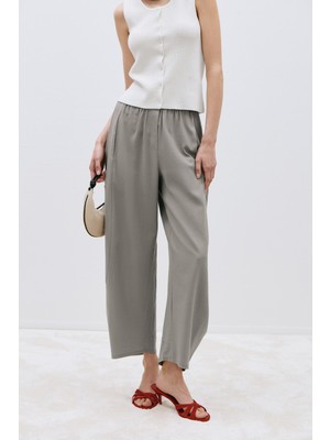 Suud Collection Gri Elli̇e Keten Balon Pantolon