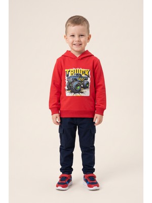 Crassi Erkek Çocuk Sweatshirt Kapüşonlu Baskılı 2 Iplik Polarlı Şardonlu %100 Pamuk