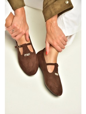 Fox Shoes Z820770502 Kahverengi Süet T-Bantlı Mary Jane Babet