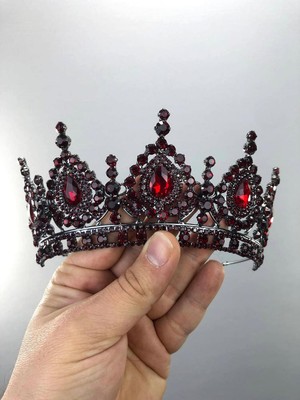 Bordo Antrasit Marie Kına ve Gelin Tacı