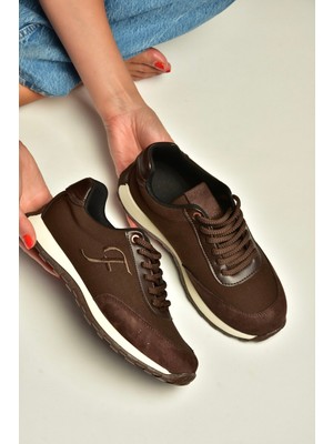 Fox Shoes Z973541804 Kahverengi Kumaş Kadın Spor Ayakkabı Sneakers