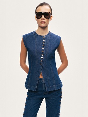 Nocturne Metal Düğmeli Denim Yelek N26YD7080