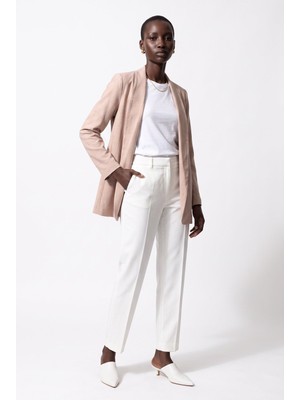 Vedi MINTH Kadın Keten Karışımlı Şal Yaka Cepli Uzun Kollu Blazer Ceket MG232.984