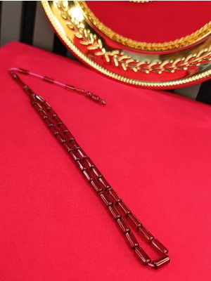Anemore Collection Ithal Toz Kehribar Tesbih Kesme Kesim Kırmızı