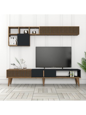 Variant Mobilya Variant Milan Modern Tasarımlı TV Ünitesi Ceviz Antrasit Suntalam Malzeme 180 cm Genişlik