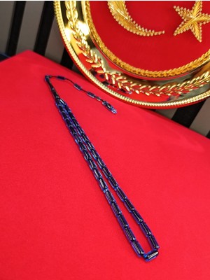 Anemore Collection Ithal Toz Kehribar Tesbih Kesme Kesim Lacivert