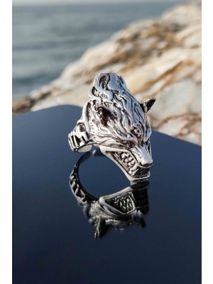 Trend Collection Antik Gümüş Kaplama Ayarlanabilir Erkek Kurt Yüzük Metal Yapı Taşsız