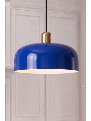 Marrien Marella Modern Gold Detaylı Lacivert Metal Sarkıt (30 Cm) Yemek Masası Üstü Avize Mutfak & Salon Aydınlatması