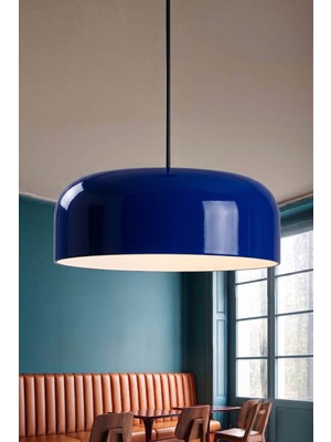 Marrien Marella Modern Lacivert Metal Sarkıt (30 Cm) Yemek Masası Üstü Avize Mutfak & Salon Aydınlatması