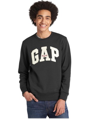 Gap 852079 Gap Original Arch Crew Sweat Siyah-Beyaz Erkek Sweatshirt