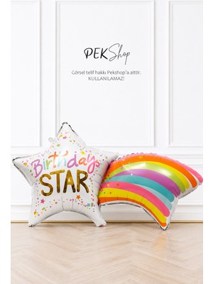 Pekshop Birthday Star Yazılı Kayan Yıldız Folyo Balon