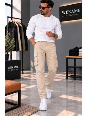 Wkm Erkek Gabardin Slim Fit Kargo Pantolon