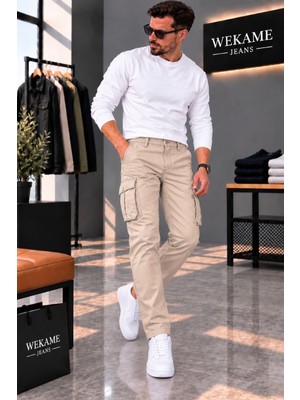 Wkm Erkek Gabardin Slim Fit Kargo Pantolon
