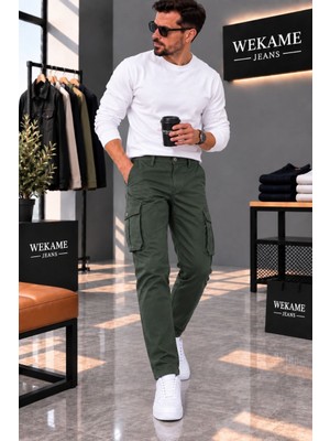 Wkm Erkek Gabardin Slim Fit Kargo Pantolon