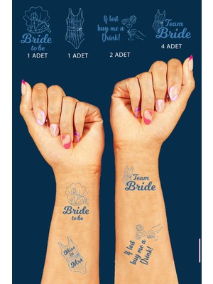 Pekshop Marin Konsept Bride To Be Bekarlığa Veda Bride Dövme, Team Bride Dövme Paketi