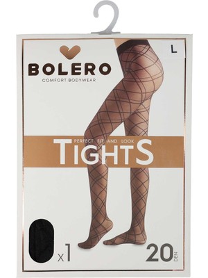 Bolero Kadın 20 Den Ekose Desen Külotlu Çorap Siyah