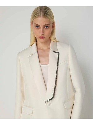 Machka Asimetrik Işlemeli Krep Blazer MW6250005004018