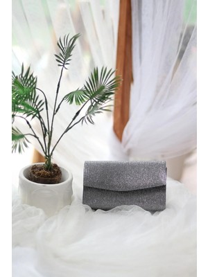 Moom Bag Kadın Simli Platin Mini Kutu Omuz Çantası