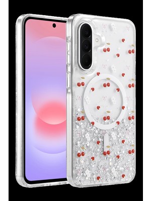 Bezos Onegif Samsung Galaxy A56 Uyumlu Misk Simli Magsafe Kapak - Desen 5