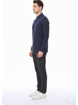 Legato Erkek Slim Fit Gömlek Yaka Uzun Kollu Düz Dokuma Gömlek 6610