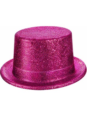 Magicool Fuşya Simli Glitter Silindir Parti Şapkası