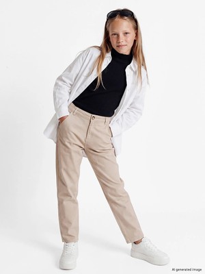 Lc Waikiki Yeni Sezon Bej Regular Fit Kız Çocuk Gabardin Pantolon
