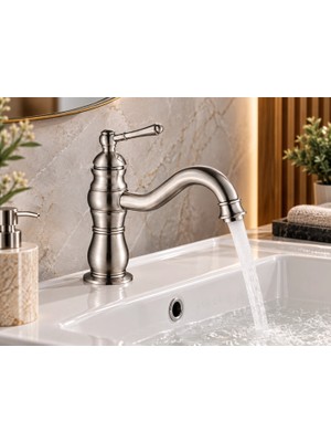 Yedi Yapı Retro Lavabo Bataryası Inox Mat Gümüş