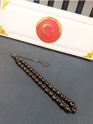 Anemore Collection Sıkma Kehribar Tesbih Koyu Yeşil