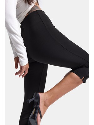 It's Basic Kadın Siyah W6-1 Capri Leggings Esnek Kumaş Capri Pantolon