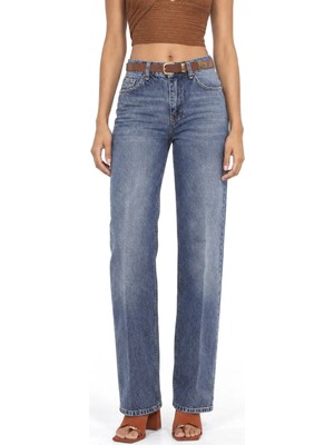 Hiccup Kadınlar Squalo Pamuklu Pantolon Orta Mavi Denim