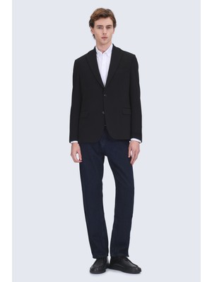 Hatemoğlu Siyah Comfort Fit Mono Yaka Klasik Ceket