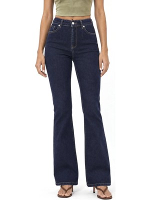 Hiccup Kadınlar Squalo Kadın Düz Paça Pantolon Koyu Mavi Denim