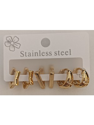 Ases Store Çelik Set Küpe Gold