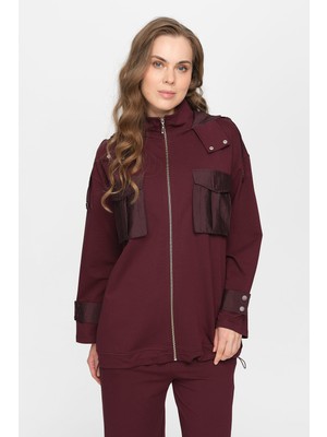 Esswaap Önü Çift Cepli Fermuar Kapamalı Casual Pantolonlu Takım  Bordo