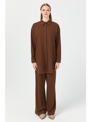 Relaxed Fit Pantolonlu Takım  Kahve